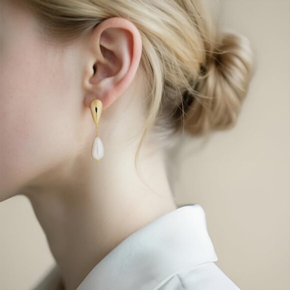 Pearl Drop Dangle Earrings for Women Bridal Bridesmaid Prom Wedding Jewelry Gift - Picture 4 of 5